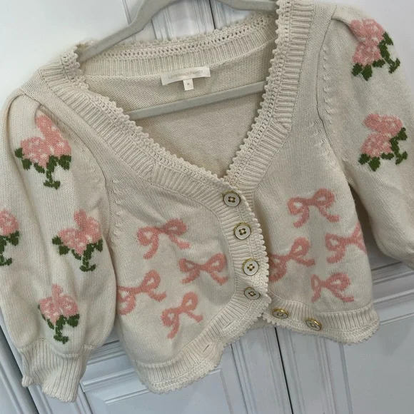 LoveShackFancy Cream and Pink Floral Cardigan Set - Picture 9 of 9